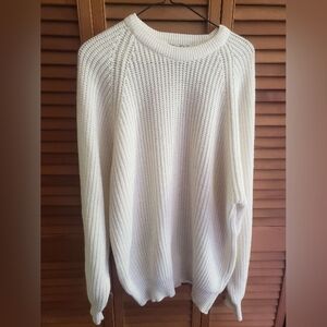 The Men's Store Classic White Knit Sweater